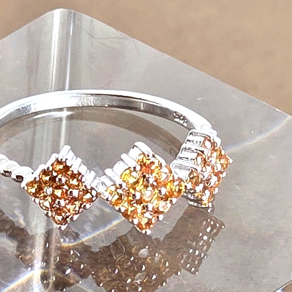 925 Sterling Silver Stackable Ring with Genuine Yellow Sapphire. - Picture 13 of 15